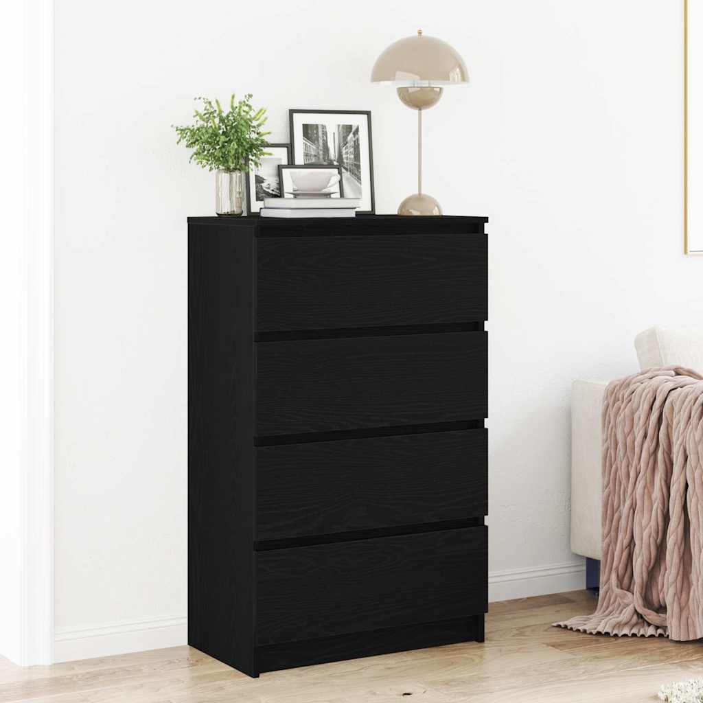 Aparador HKH en derivados de madera con 4 Cajones 60 X 35 X 98,5 Cm - Roble Negro