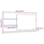 HKH Armário com Espelho de Casa de Banho em Carvalho - 90x11x45 Cm - Preto