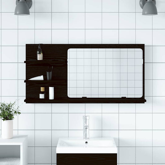 HKH Armário com Espelho de Casa de Banho em Carvalho - 90x11x45 Cm - Preto