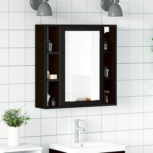 HKH Armário com Espelho de Casa de Banho em Carvalho - 60x16x60 Cm - Preto