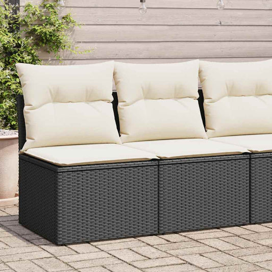 HKH 2 Pcs Conjunto Sofás Jardim C/ Almofadões Vime Pe/acácia - Preto