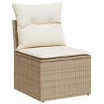 HKH 2 Pcs Conj. Sofás P/ Jardim C/ Almofadões Vime Pe/acácia - Bege