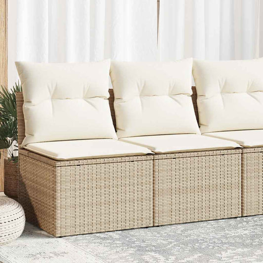 HKH 2 Pcs Conj. Sofás P/ Jardim C/ Almofadões Vime Pe/acácia - Bege