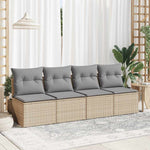 HKH 2 Pcs Conj. Sofás P/ Jardim C/ Almofadões Vime Pe/acácia - Bege