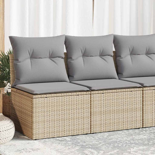 HKH 2 Pcs Conj. Sofás P/ Jardim C/ Almofadões Vime Pe/acácia - Bege