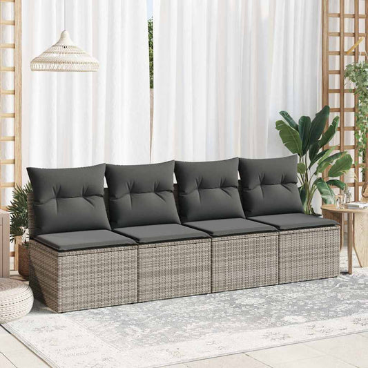 HKH 2 Pcs Conjunto Sofás Jardim Almofadões Vime Pe/acácia - Cinzento