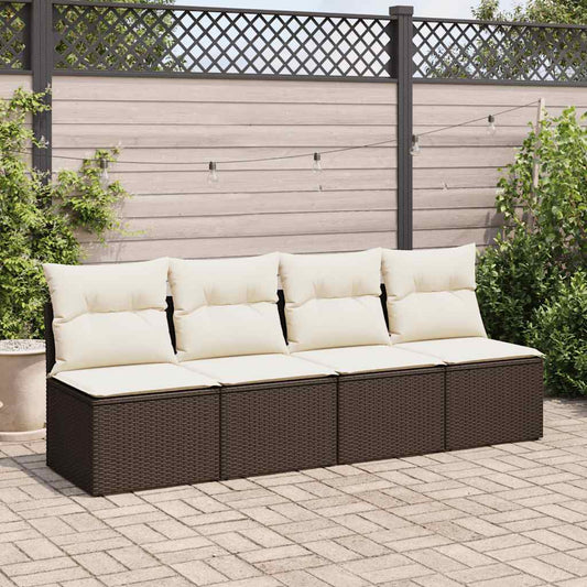 HKH 2 Pcs Conj. Sofás Jardim C/ Almofadões Vime Pe/acácia Castanho - Marrom