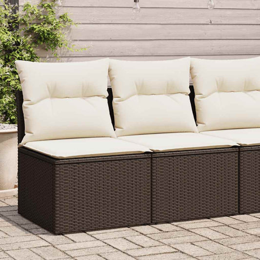 HKH 2 Pcs Conj. Sofás Jardim C/ Almofadões Vime Pe/acácia Castanho - Marrom