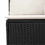 HKH 2 Pcs Conjunto Sofás Jardim C/ Almofadões Vime Pe/acácia - Preto