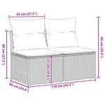 HKH 2 Pcs Conjunto Sofás Jardim C/ Almofadões Vime Pe/acácia - Preto