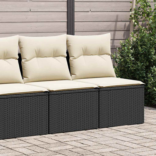 HKH 2 Pcs Conjunto Sofás Jardim C/ Almofadões Vime Pe/acácia - Preto