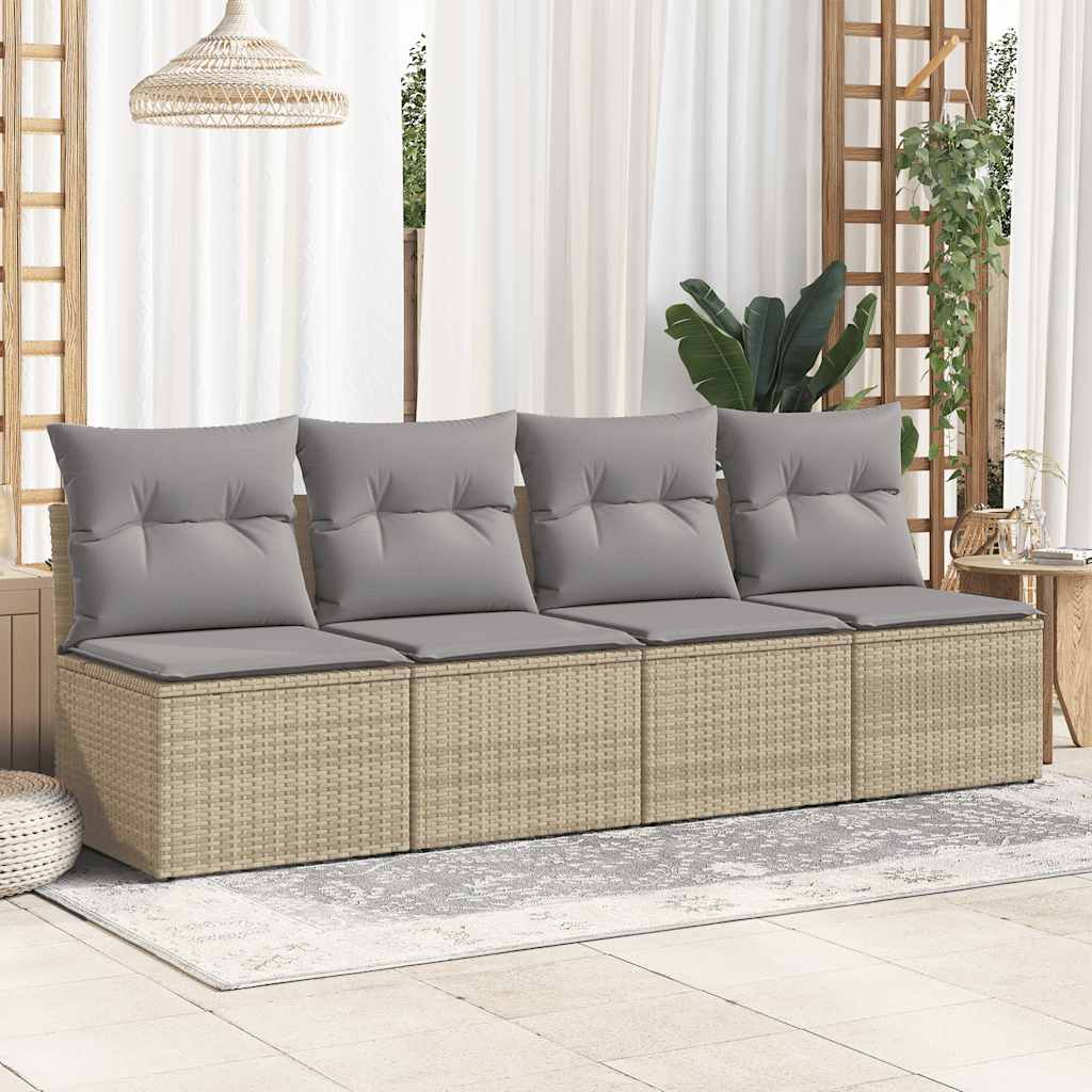 HKH 2 Piezas Conj. Sofás Para Jardín Con Cojines Ratán Pe/Acacia - Beige