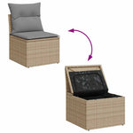 HKH 2 Pcs Conj. Sofás P/ Jardim C/ Almofadões Vime Pe/acácia - Bege