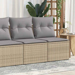 HKH 2 Pcs Conj. Sofás P/ Jardim C/ Almofadões Vime Pe/acácia - Bege