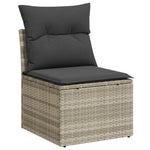 HKH 2 Pcs Conjunto Sofás de Jardim C/ Almofadões Acácia e Vime Pe - Cinzento