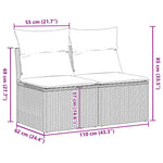 HKH 2 Pcs Conjunto Sofás de Jardim C/ Almofadões Acácia e Vime Pe - Cinzento