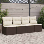 HKH 2 Pcs Conj. Sofás Jardim C/ Almofadões Vime Pe/acácia Castanho - Marrom