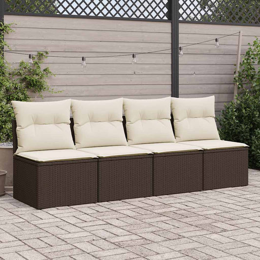 HKH 2 Pcs Conj. Sofás Jardim C/ Almofadões Vime Pe/acácia Castanho - Marrom