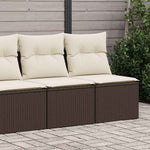 HKH 2 Pcs Conj. Sofás Jardim C/ Almofadões Vime Pe/acácia Castanho - Marrom