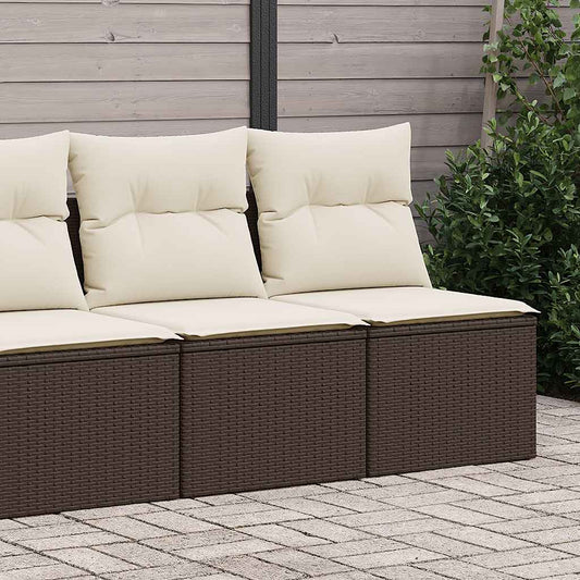HKH 2 Pcs Conj. Sofás Jardim C/ Almofadões Vime Pe/acácia Castanho - Marrom