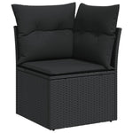 HKH 4 Pcs Conjunto de Sofás para Jardim C/ Almofadões Vime Pe - Preto