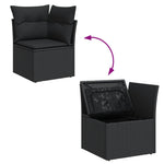 HKH 4 Pcs Conjunto de Sofás para Jardim C/ Almofadões Vime Pe - Preto