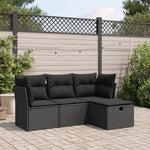 HKH 4 Pcs Conjunto de Sofás para Jardim C/ Almofadões Vime Pe - Preto