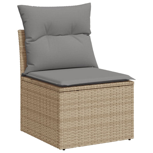 HKH 4 Pcs Conjunto de Sofás para Jardim C/ Almofadões Vime Pe - Bege