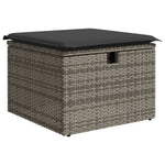 HKH 4 Pcs Conjunto Sofás de Jardim C/ Almofadões Vime Pe - Cinzento