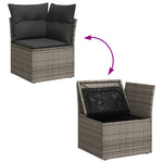 HKH 4 Pcs Conjunto Sofás de Jardim C/ Almofadões Vime Pe - Cinzento