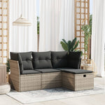 HKH 4 Pcs Conjunto Sofás de Jardim C/ Almofadões Vime Pe - Cinzento