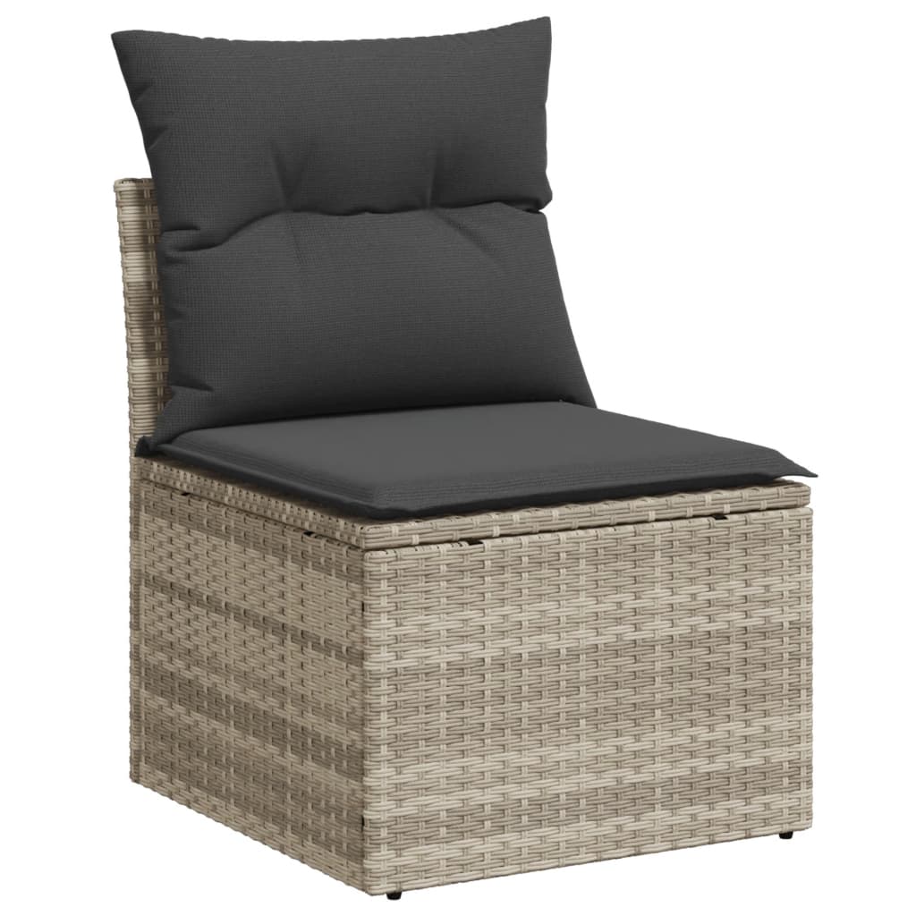HKH 4 Pcs Conj. Sofás Jardim C/ Almofadões Vime Pe -claro - Cinzento