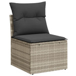 HKH 4 Pcs Conj. Sofás Jardim C/ Almofadões Vime Pe -claro - Cinzento