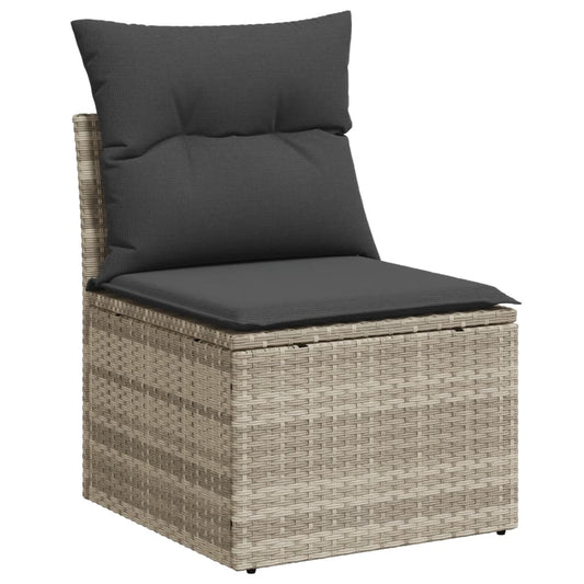 HKH 4 Pcs Conj. Sofás Jardim C/ Almofadões Vime Pe -claro - Cinzento