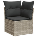 HKH 4 Pcs Conj. Sofás Jardim C/ Almofadões Vime Pe -claro - Cinzento