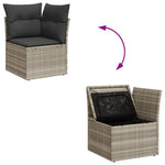 HKH 4 Pcs Conj. Sofás Jardim C/ Almofadões Vime Pe -claro - Cinzento