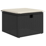HKH 5 Pcs Conjunto Sofás de Jardim com Almofadões Vime Pe - Preto