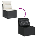 HKH 5 Pcs Conjunto Sofás de Jardim com Almofadões Vime Pe - Preto