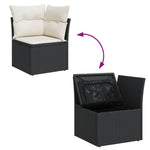 HKH 5 Pcs Conjunto Sofás de Jardim com Almofadões Vime Pe - Preto