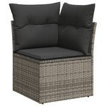 HKH 5 Pcs Conjunto Sofás de Jardim C/ Almofadões Vime Pe - Cinzento