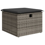 HKH 5 Pcs Conjunto Sofás de Jardim C/ Almofadões Vime Pe - Cinzento