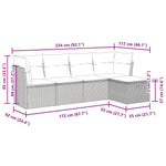 HKH 5 Pcs Conjunto Sofás de Jardim C/ Almofadões Vime Pe - Cinzento