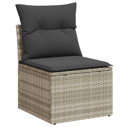 HKH 5 Pcs Conj. Sofás Jardim C/ Almofadões Vime Pe -claro - Cinzento
