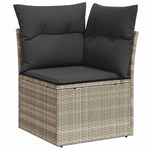 HKH 5 Pcs Conj. Sofás Jardim C/ Almofadões Vime Pe -claro - Cinzento