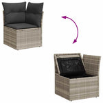 HKH 5 Pcs Conj. Sofás Jardim C/ Almofadões Vime Pe -claro - Cinzento
