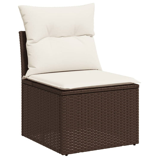 HKH 5 Pcs Conjunto Sofás P/ Jardim C/ Almofadões Vime Pe Castanho - Marrom