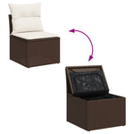 HKH 5 Pcs Conjunto Sofás P/ Jardim C/ Almofadões Vime Pe Castanho - Marrom