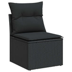 HKH 4 Pcs Conjunto de Sofás para Jardim C/ Almofadões Vime Pe - Preto