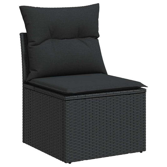 HKH 4 Pcs Conjunto de Sofás para Jardim C/ Almofadões Vime Pe - Preto