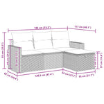 HKH 4 Pcs Conjunto de Sofás para Jardim C/ Almofadões Vime Pe - Preto